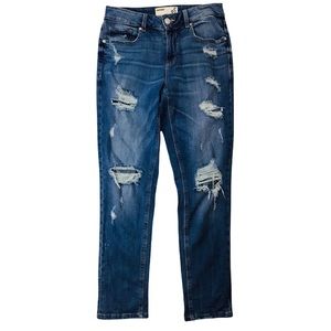 GARAGE - Distressed Girlfriend Stretch Denim Jeans - 5